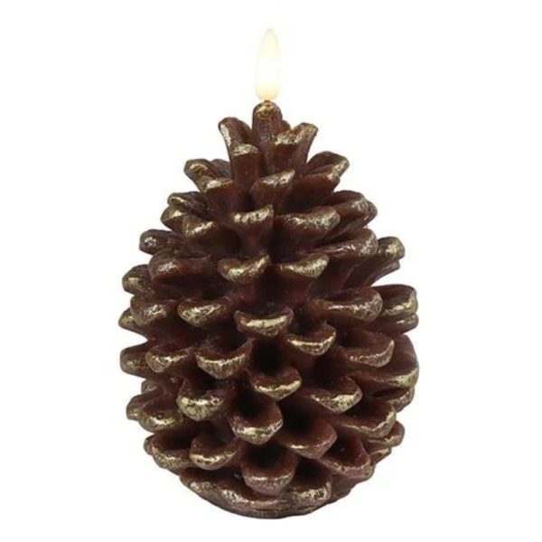 Countryfield Led Dennenappelkaars Bruin Large 1