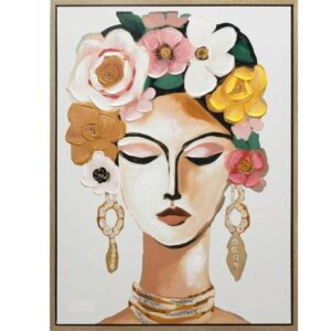 Homebound by KY Schilderij met Frame Vrouw Bloemenkrans