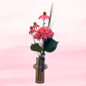 Roze vaas met bloemen  - Cadeautip