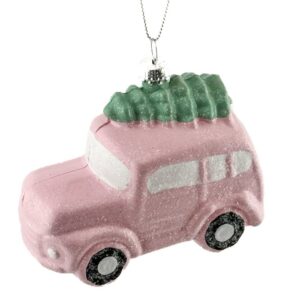 HomeBound by KY Kerstbal Hanger auto met boom roze