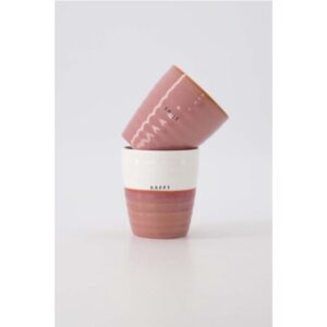 Zusss Set 2 Koffiemokken Smile & Happy Burgundy Rood