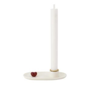 Zusss keramieken kandelaar hartje wit/rood