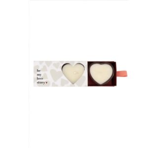 Zusss set van 2 geurkaarsjes in doosje hartje wit/rood