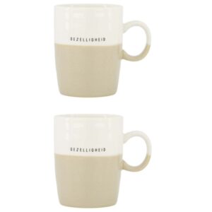 Zusss Theemok gezelligheid wit/zand Set van 2