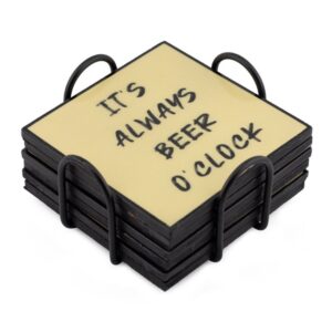 Set van 6 onderzetters met rekje "Beer"