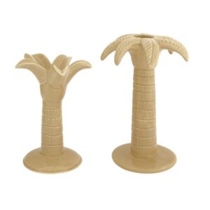 Home Society Kandelaar Palmtree set van 2 Beige