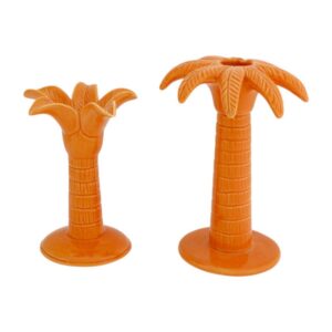 Home Society Kandelaar Palmtree set van 2 Oranje