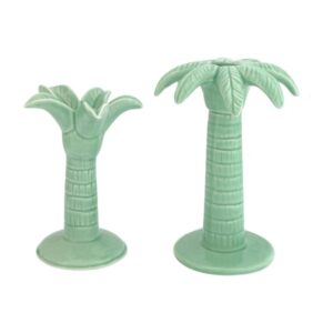 Home Society Kandelaar Palmtree set van 2 Licht Groen