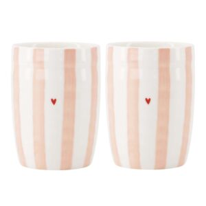 Zusss Koffiemok 2 stuks Koffiemokken Streep Hartje