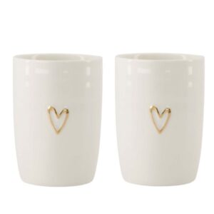 Zusss Koffiemok Open Hartje Wit Goud Set Van 2