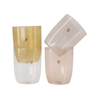 Zusss Drinkglas met Hartje 4 stuks