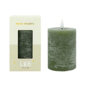 Home Society Led Kaars Pillar Medium Green